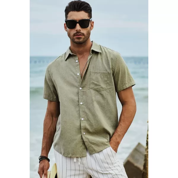 JMIERR Men's Casual Stylish Short Sleeve Button-Up Striped Dress Shirts Cotton Beach Shirt