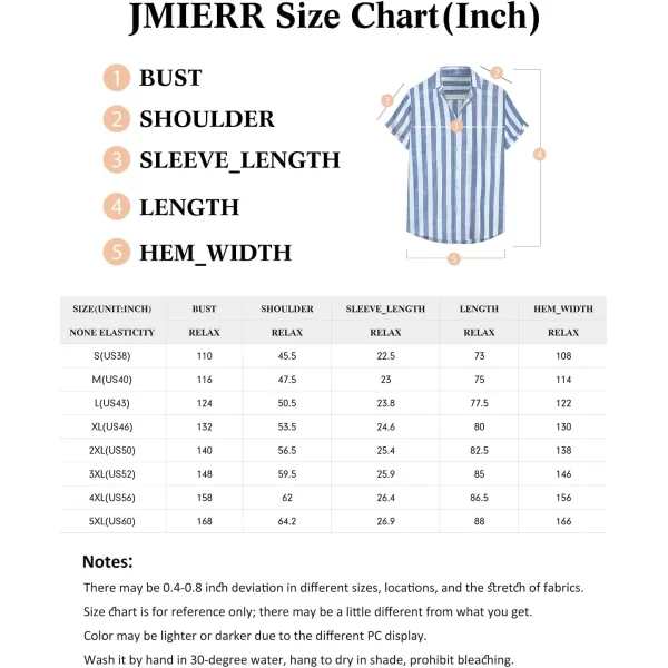 JMIERR Men's Casual Stylish Short Sleeve Button-Up Striped Dress Shirts Cotton Beach Shirt