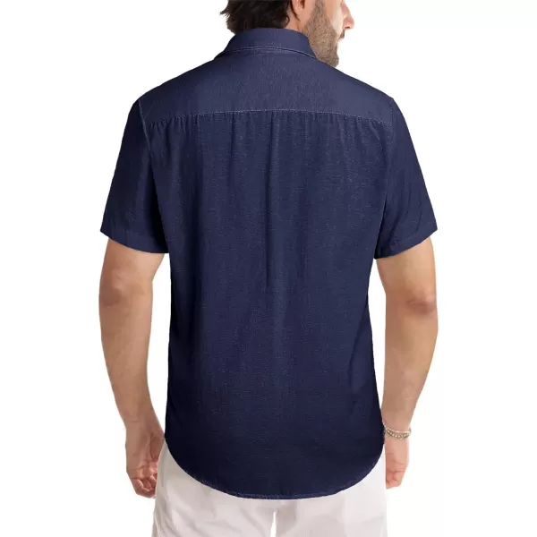 JMIERR Men's Casual Stylish Short Sleeve Button-Up Striped Dress Shirts Cotton Beach Shirt