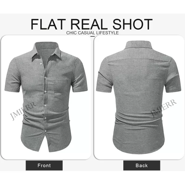JMIERR Men's Casual Stylish Short Sleeve Button-Up Striped Dress Shirts Cotton Beach Shirt