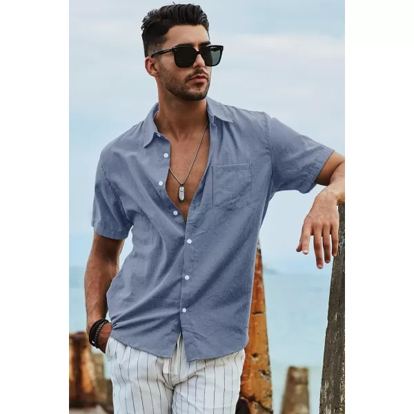 JMIERR Men's Casual Stylish Short Sleeve Button-Up Striped Dress Shirts Cotton Beach Shirt