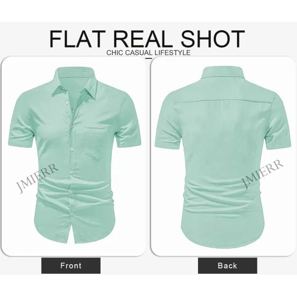 JMIERR Men's Casual Stylish Short Sleeve Button-Up Striped Dress Shirts Cotton Beach Shirt