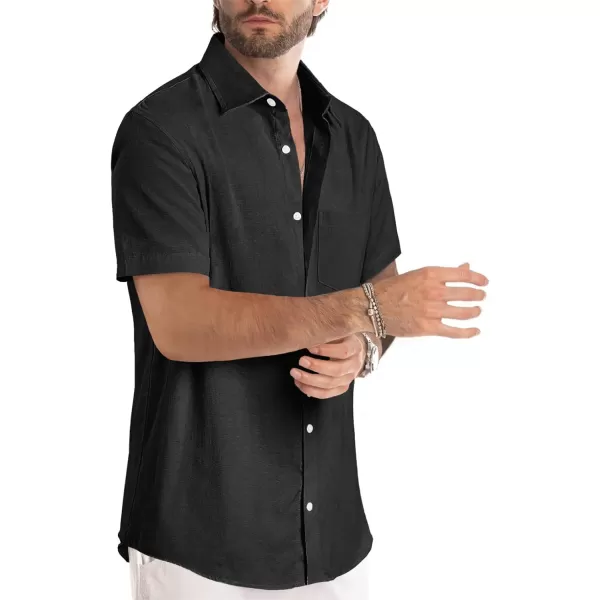 JMIERR Men's Casual Stylish Short Sleeve Button-Up Striped Dress Shirts Cotton Beach Shirt