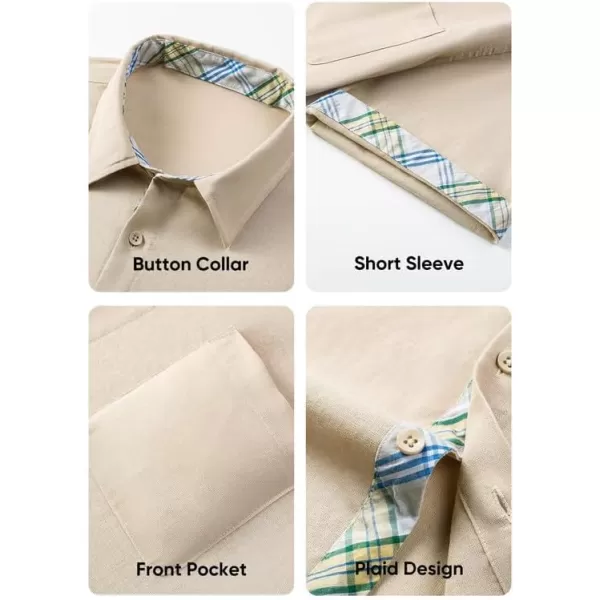 JMIERR Men's Casual Stylish Short Sleeve Button-Up Striped Dress Shirts Cotton Beach Shirt