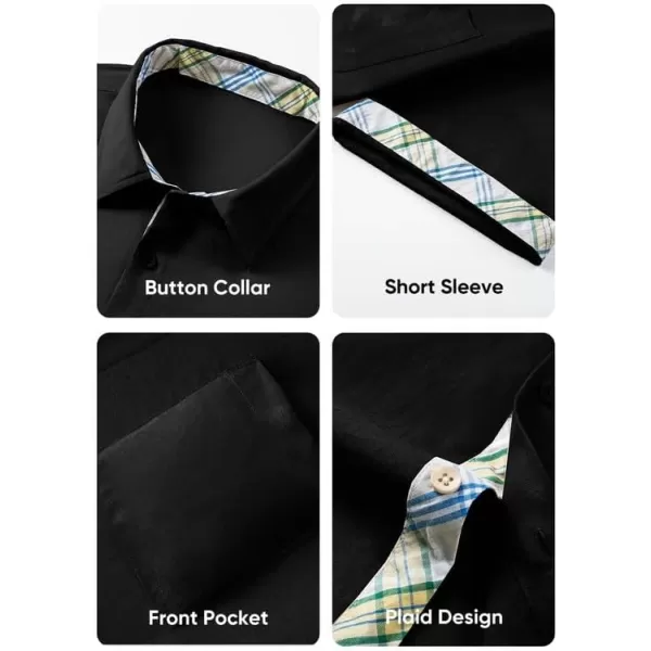 JMIERR Men's Casual Stylish Short Sleeve Button-Up Striped Dress Shirts Cotton Beach Shirt