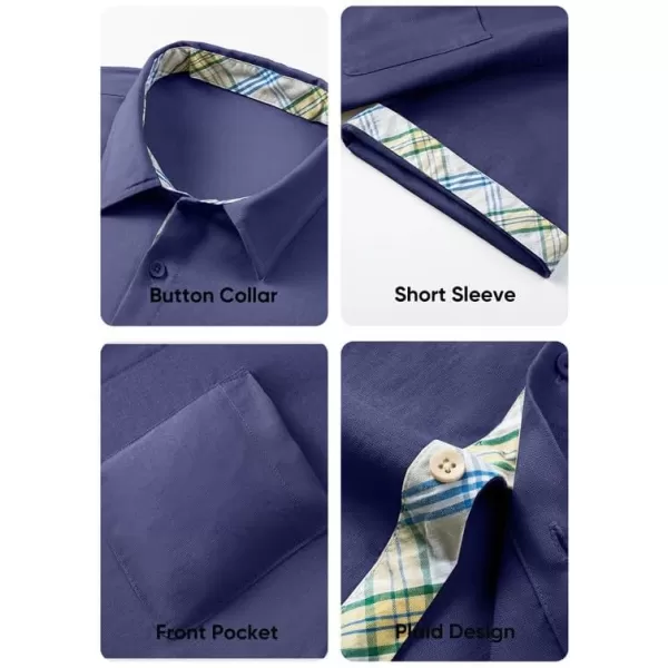 JMIERR Men's Casual Stylish Short Sleeve Button-Up Striped Dress Shirts Cotton Beach Shirt