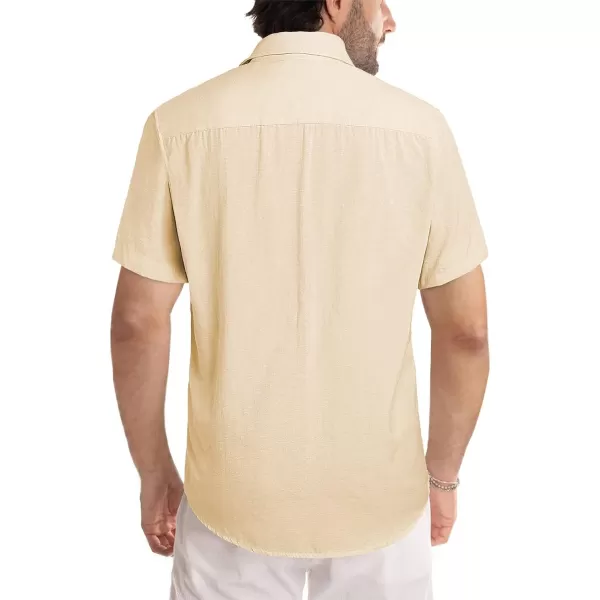 JMIERR Men's Casual Stylish Short Sleeve Button-Up Striped Dress Shirts Cotton Beach Shirt