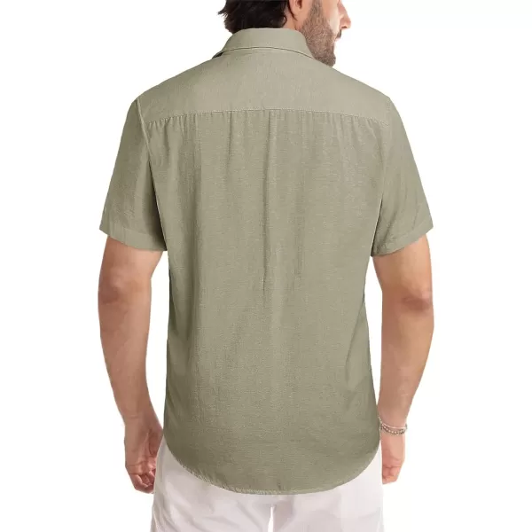 JMIERR Men's Casual Stylish Short Sleeve Button-Up Striped Dress Shirts Cotton Beach Shirt