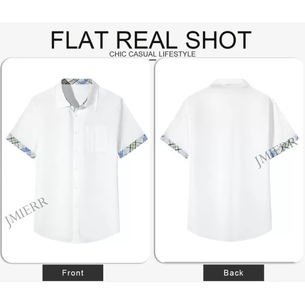 JMIERR Men's Casual Stylish Short Sleeve Button-Up Striped Dress Shirts Cotton Beach Shirt