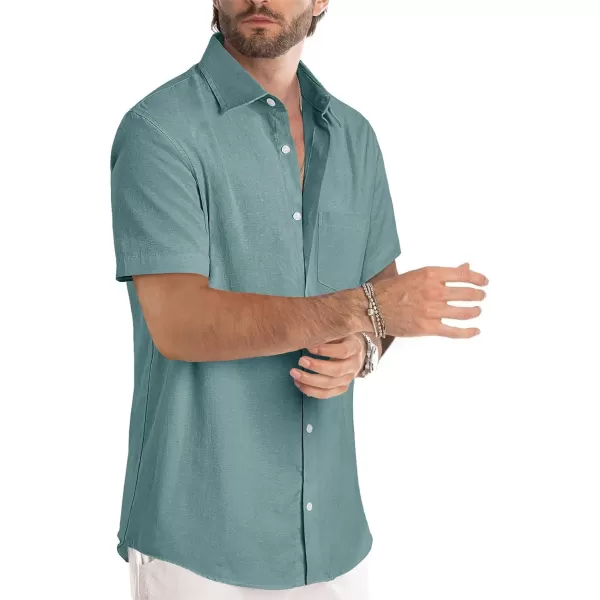 JMIERR Men's Casual Stylish Short Sleeve Button-Up Striped Dress Shirts Cotton Beach Shirt