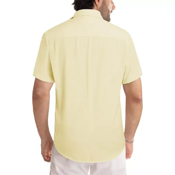 JMIERR Men's Casual Stylish Short Sleeve Button-Up Striped Dress Shirts Cotton Beach Shirt