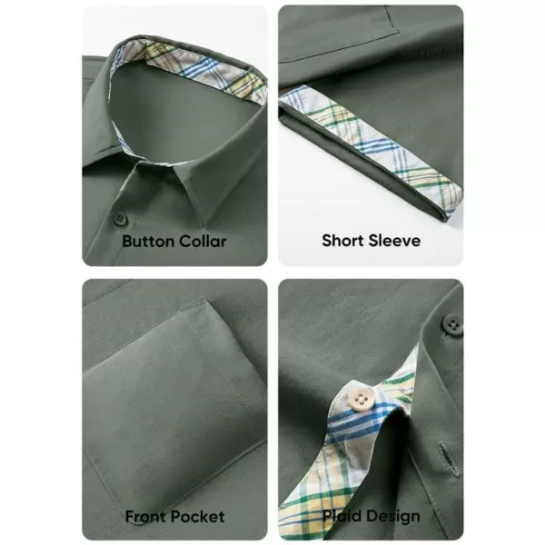 JMIERR Men's Casual Stylish Short Sleeve Button-Up Striped Dress Shirts Cotton Beach Shirt
