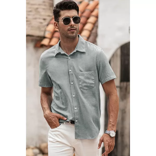 JMIERR Men's Casual Stylish Short Sleeve Button-Up Striped Dress Shirts Cotton Beach Shirt