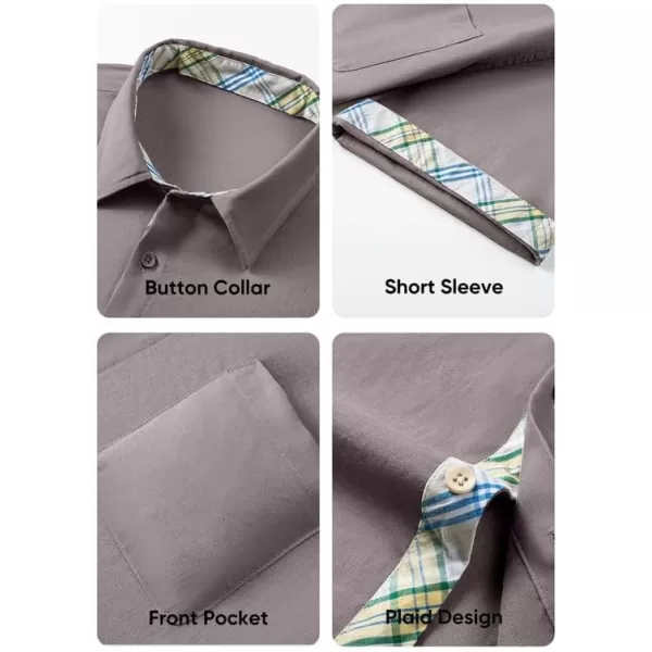 JMIERR Men's Casual Stylish Short Sleeve Button-Up Striped Dress Shirts Cotton Beach Shirt