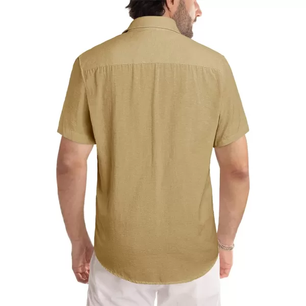 JMIERR Men's Casual Stylish Short Sleeve Button-Up Striped Dress Shirts Cotton Beach Shirt