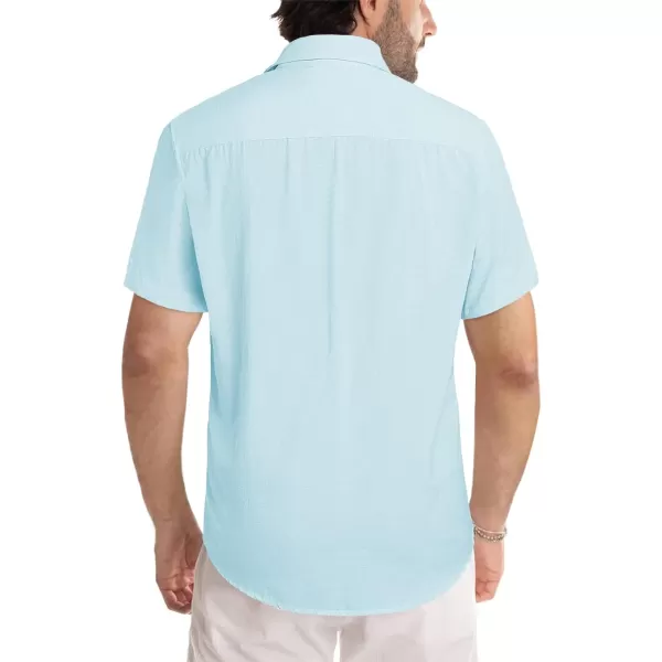 JMIERR Men's Casual Stylish Short Sleeve Button-Up Striped Dress Shirts Cotton Beach Shirt