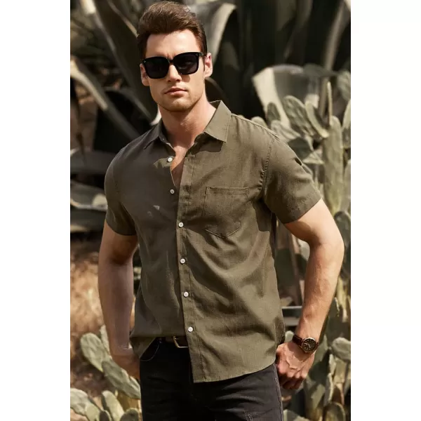 JMIERR Men's Casual Stylish Short Sleeve Button-Up Striped Dress Shirts Cotton Beach Shirt