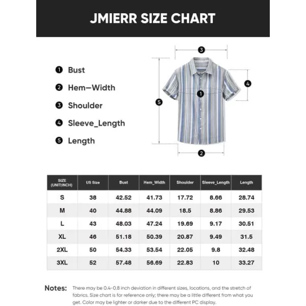 JMIERR Men's Casual Stylish Short Sleeve Button-Up Striped Dress Shirts Cotton Beach Shirt