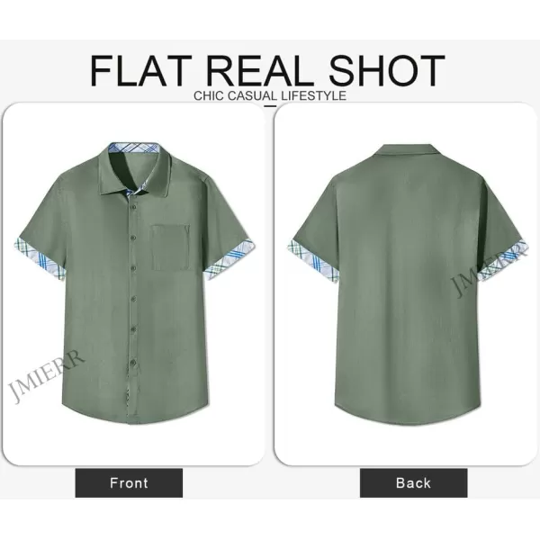 JMIERR Men's Casual Stylish Short Sleeve Button-Up Striped Dress Shirts Cotton Beach Shirt