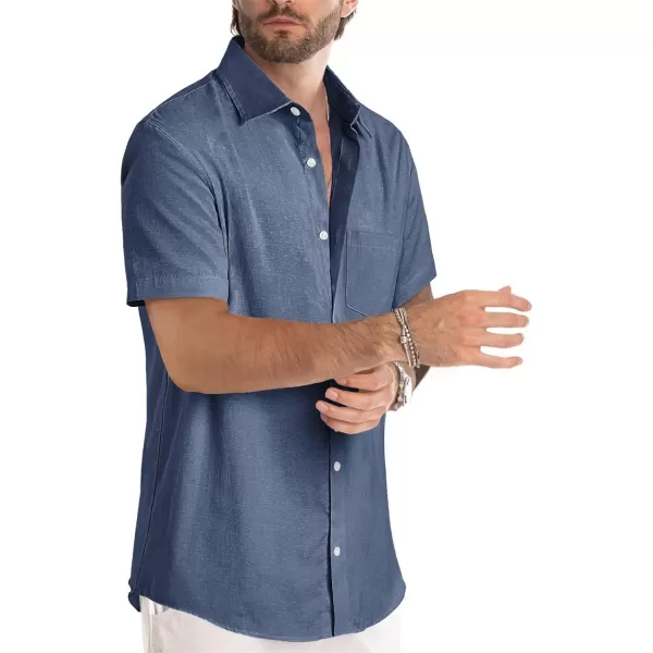 JMIERR Men's Casual Stylish Short Sleeve Button-Up Striped Dress Shirts Cotton Beach Shirt