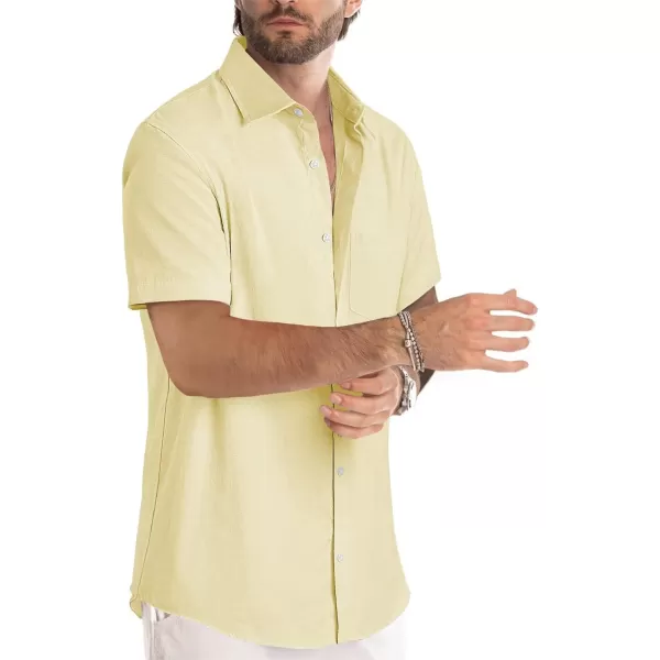 JMIERR Men's Casual Stylish Short Sleeve Button-Up Striped Dress Shirts Cotton Beach Shirt