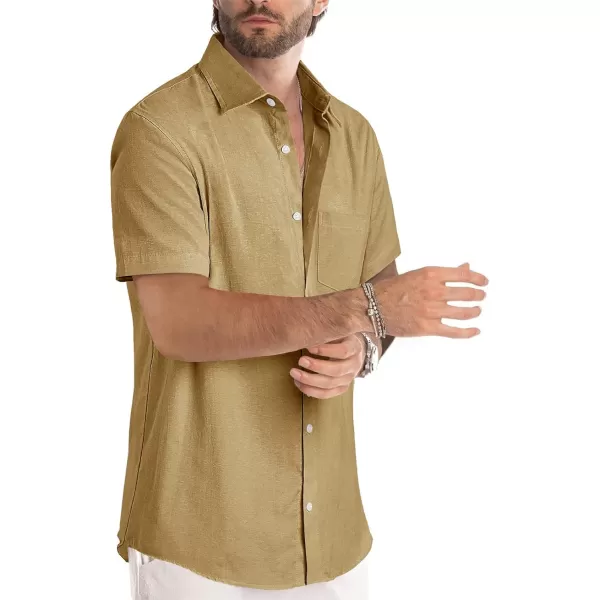 JMIERR Men's Casual Stylish Short Sleeve Button-Up Striped Dress Shirts Cotton Beach Shirt
