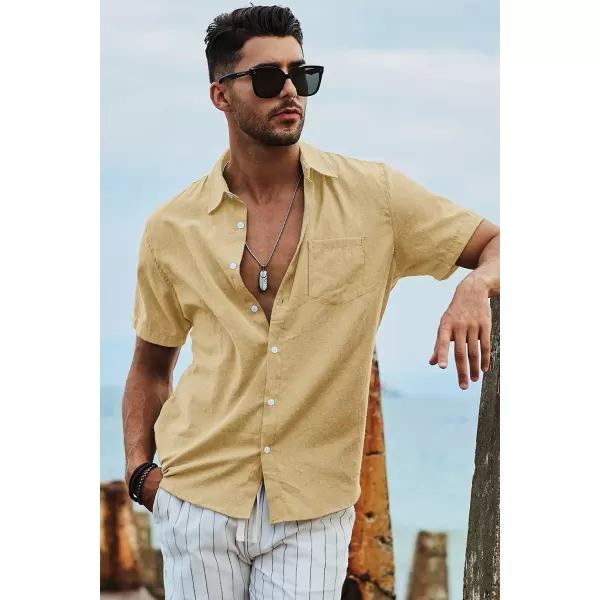 JMIERR Men's Casual Stylish Short Sleeve Button-Up Striped Dress Shirts Cotton Beach Shirt