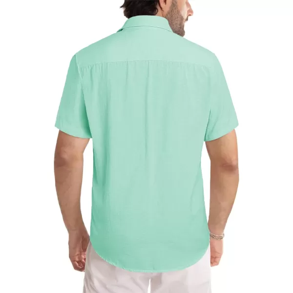 JMIERR Men's Casual Stylish Short Sleeve Button-Up Striped Dress Shirts Cotton Beach Shirt