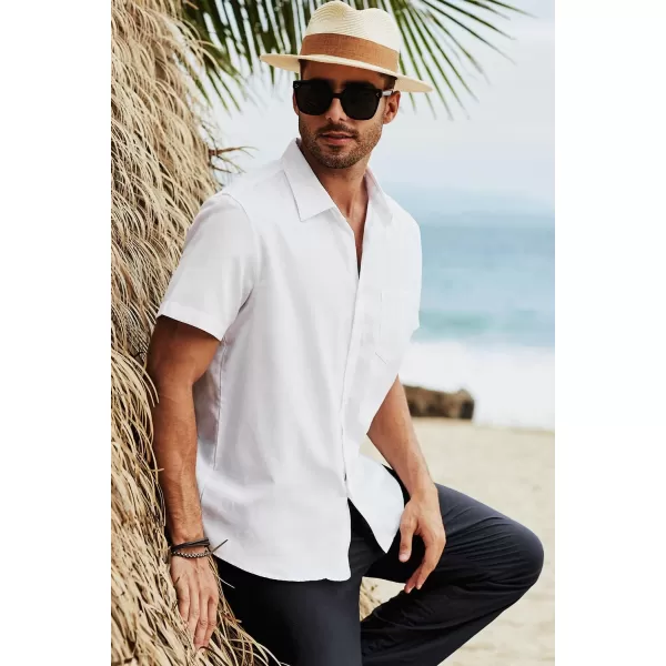 JMIERR Men's Casual Stylish Short Sleeve Button-Up Striped Dress Shirts Cotton Beach Shirt