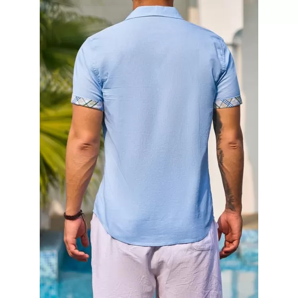 JMIERR Men's Casual Stylish Short Sleeve Button-Up Striped Dress Shirts Cotton Beach Shirt
