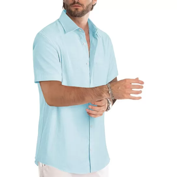 JMIERR Men's Casual Stylish Short Sleeve Button-Up Striped Dress Shirts Cotton Beach Shirt