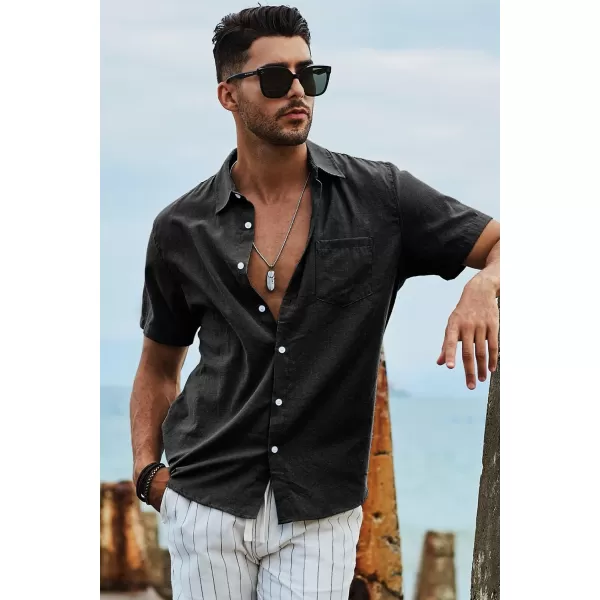 JMIERR Men's Casual Stylish Short Sleeve Button-Up Striped Dress Shirts Cotton Beach Shirt