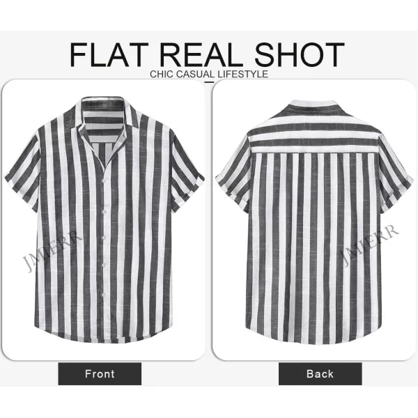 JMIERR Men's Casual Stylish Short Sleeve Button-Up Striped Dress Shirts Cotton Beach Shirt