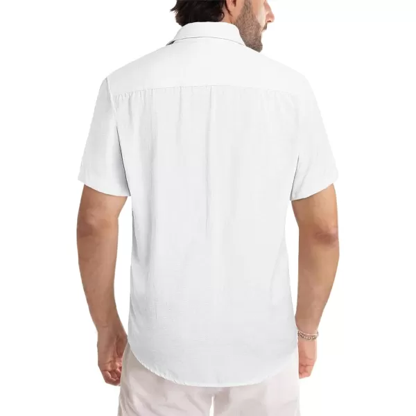 JMIERR Men's Casual Stylish Short Sleeve Button-Up Striped Dress Shirts Cotton Beach Shirt