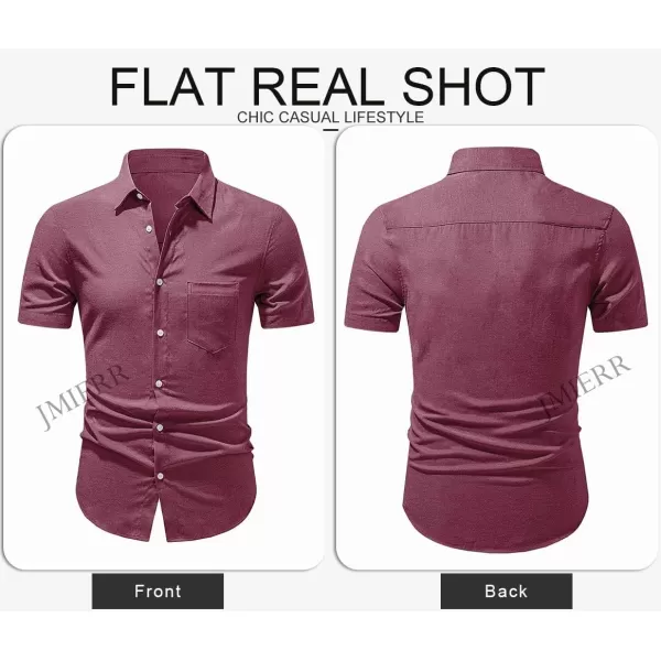 JMIERR Men's Casual Stylish Short Sleeve Button-Up Striped Dress Shirts Cotton Beach Shirt