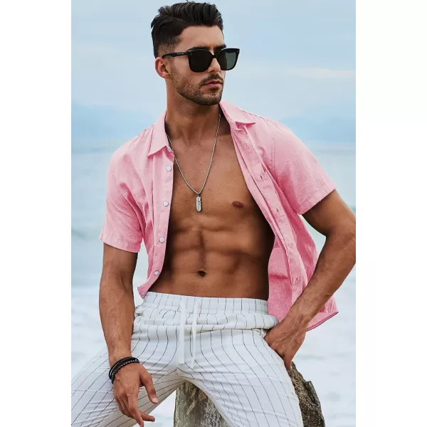 JMIERR Men's Casual Stylish Short Sleeve Button-Up Striped Dress Shirts Cotton Beach Shirt