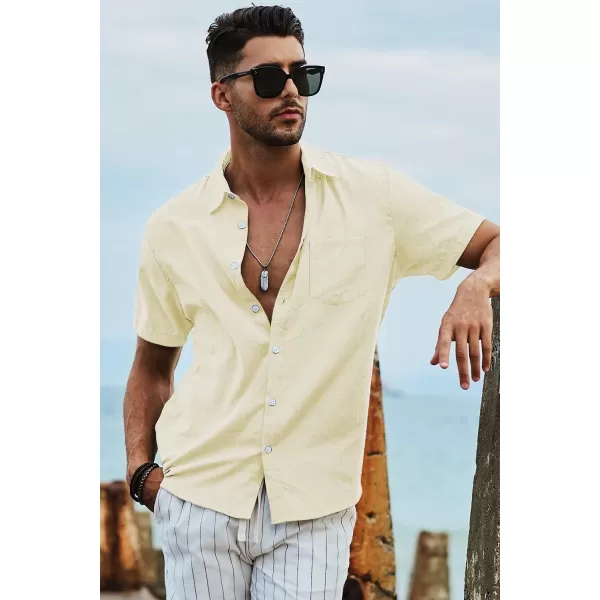JMIERR Men's Casual Stylish Short Sleeve Button-Up Striped Dress Shirts Cotton Beach Shirt