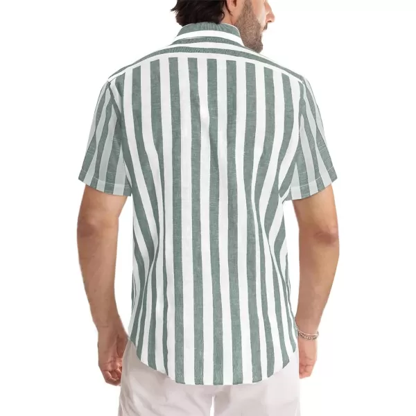 JMIERR Men's Casual Stylish Short Sleeve Button-Up Striped Dress Shirts Cotton Beach Shirt