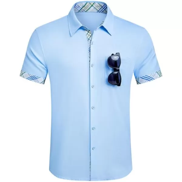 JMIERR Men's Casual Stylish Short Sleeve Button-Up Striped Dress Shirts Cotton Beach Shirt