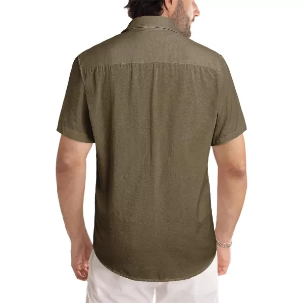 JMIERR Men's Casual Stylish Short Sleeve Button-Up Striped Dress Shirts Cotton Beach Shirt