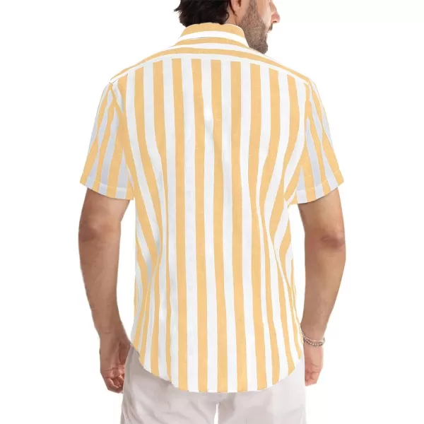 JMIERR Men's Casual Stylish Short Sleeve Button-Up Striped Dress Shirts Cotton Beach Shirt