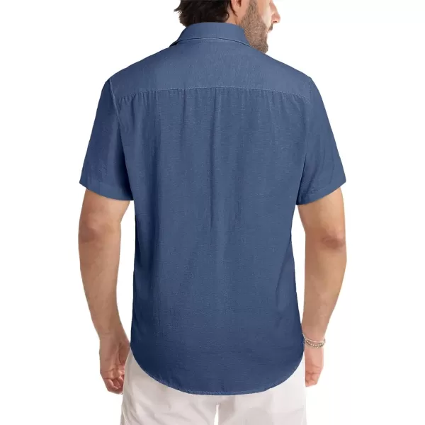 JMIERR Men's Casual Stylish Short Sleeve Button-Up Striped Dress Shirts Cotton Beach Shirt