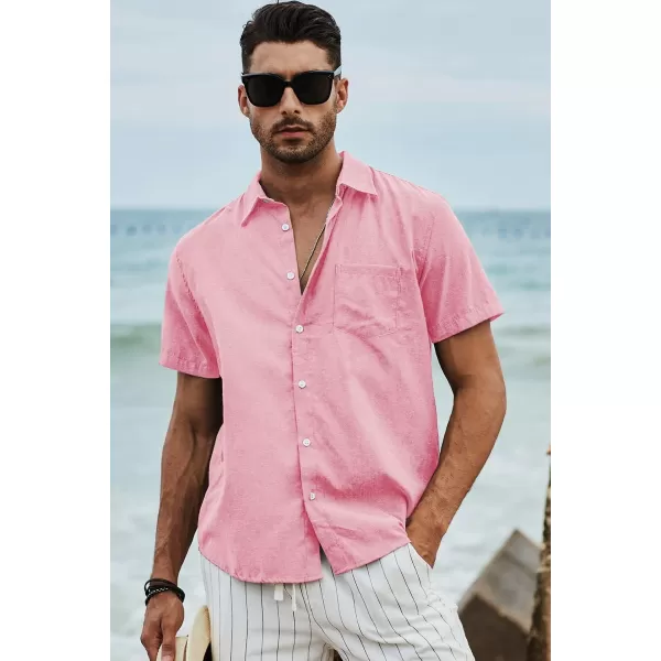 JMIERR Men's Casual Stylish Short Sleeve Button-Up Striped Dress Shirts Cotton Beach Shirt