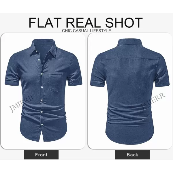 JMIERR Men's Casual Stylish Short Sleeve Button-Up Striped Dress Shirts Cotton Beach Shirt