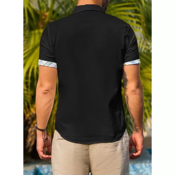 JMIERR Men's Casual Stylish Short Sleeve Button-Up Striped Dress Shirts Cotton Beach Shirt