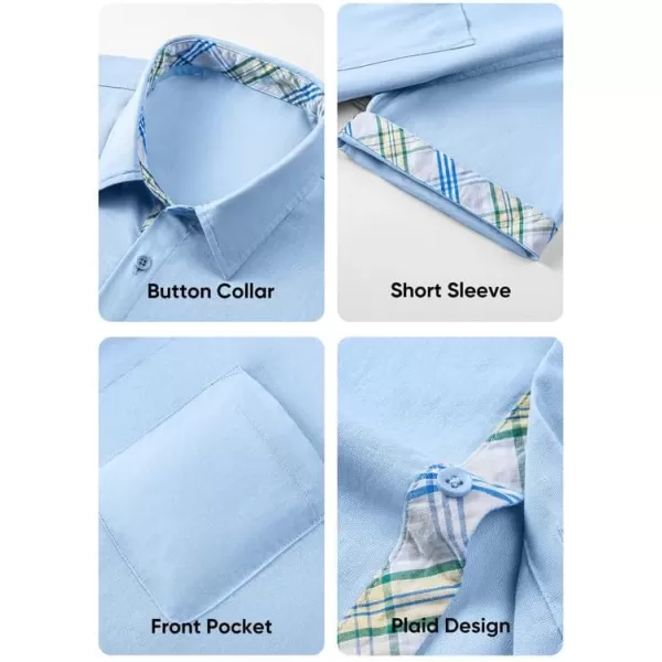 JMIERR Men's Casual Stylish Short Sleeve Button-Up Striped Dress Shirts Cotton Beach Shirt