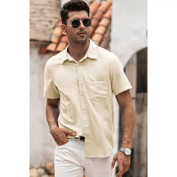 JMIERR Men's Casual Stylish Short Sleeve Button-Up Striped Dress Shirts Cotton Beach Shirt