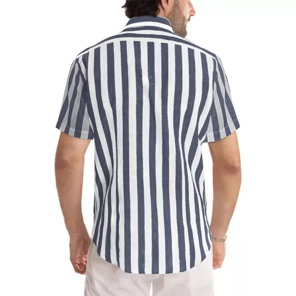JMIERR Men's Casual Stylish Short Sleeve Button-Up Striped Dress Shirts Cotton Beach Shirt