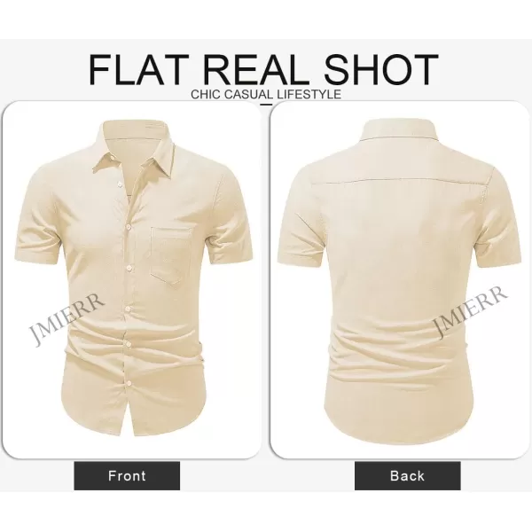 JMIERR Men's Casual Stylish Short Sleeve Button-Up Striped Dress Shirts Cotton Beach Shirt