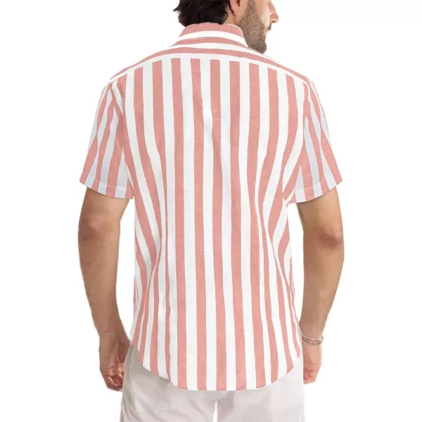 JMIERR Men's Casual Stylish Short Sleeve Button-Up Striped Dress Shirts Cotton Beach Shirt